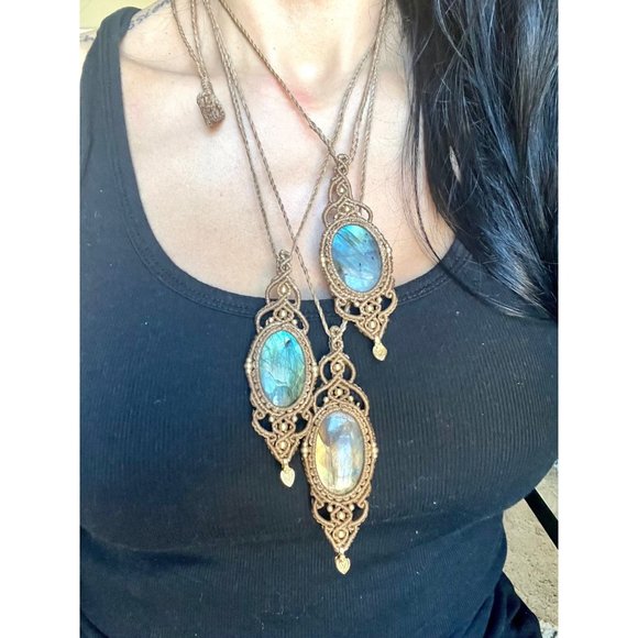 CHOOSE FROM 3! Super FLash Labradorite Hemp Necklace - Picture 10 of 10